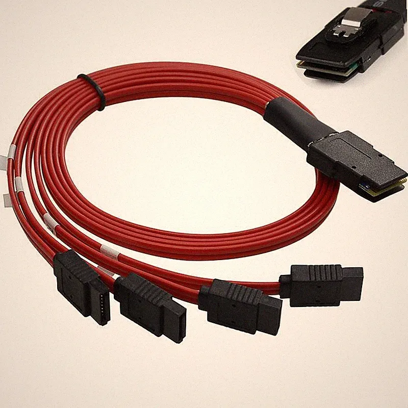 2 x Mini 10Gbps SAS SFF-8087 36Pin to 4 SATA 7Pin HDD Hard Drive Splitter Cable