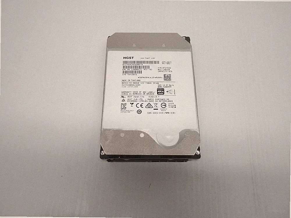 HGST 8TB SAS Hard Drive 12Gbps 12G 3.5" Server HUH721008AL4205 JBOD Dell HP 512b
