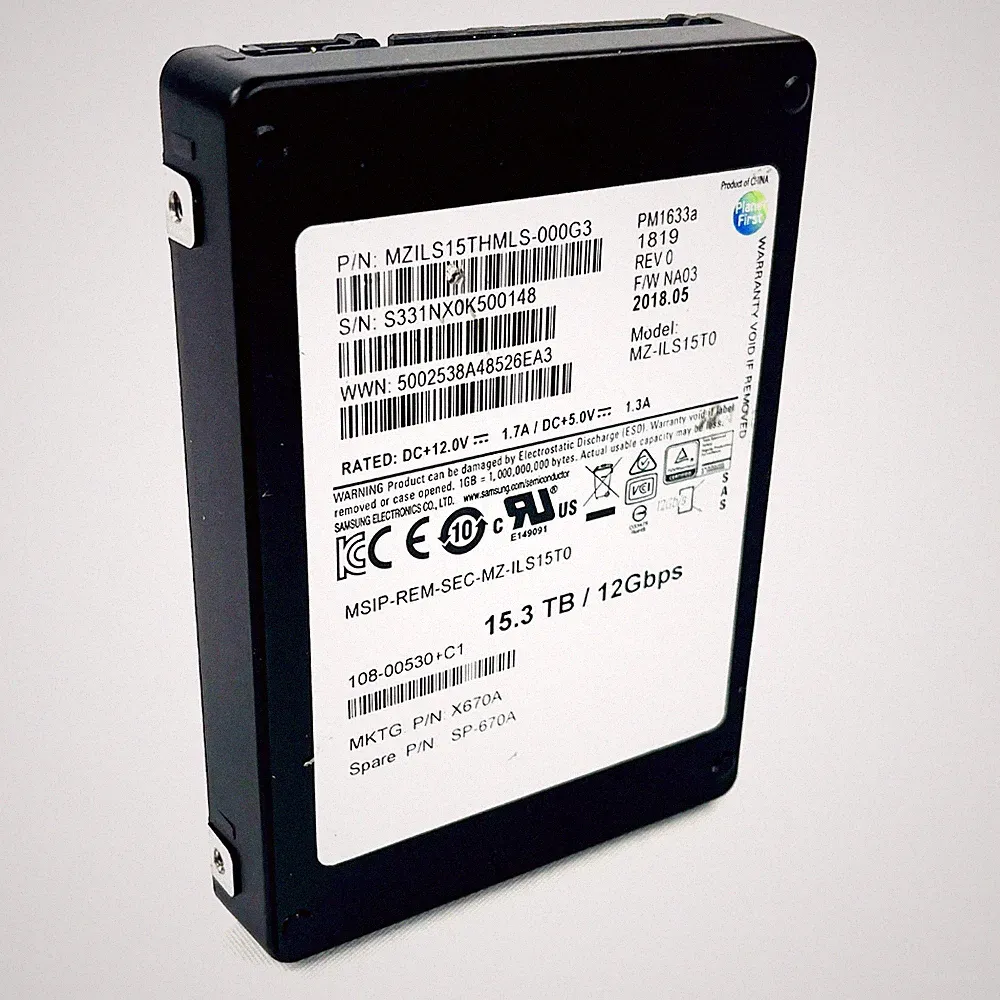 NetApp Samsung 15.3TB 12Gbps 2.5" SAS Server Drive MZ-ILS15THMLS-0 X670A SP-670A