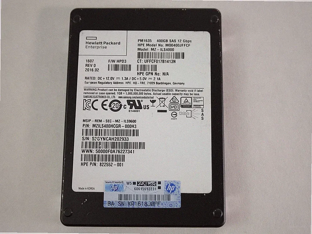 Samsung HP MZ-ILS4000 400 GB SAS 3 2.5 in Solid State Drive