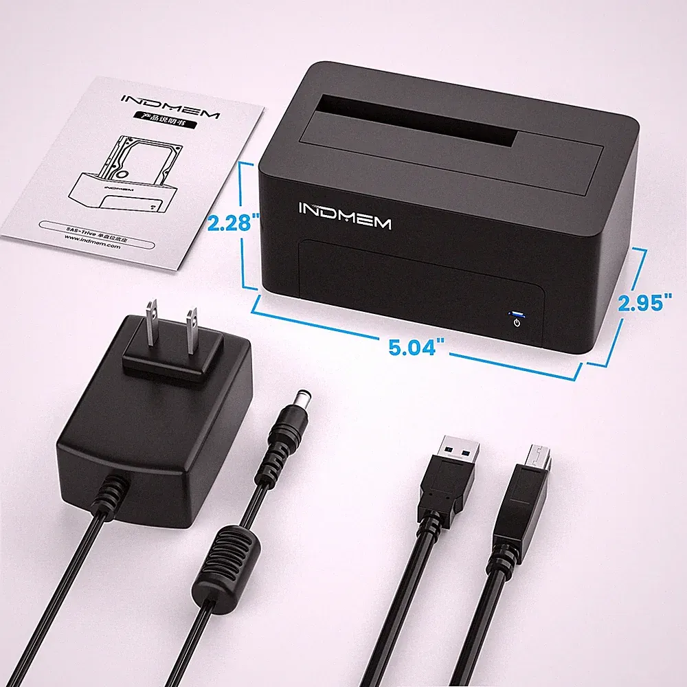 SAS to USB 3.0 Adapter 2.5/3.5" HDD SSD Reader Enclosure Docking Station 12V/2A