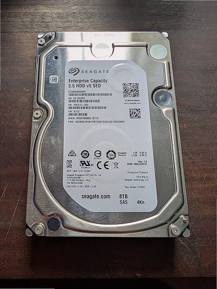 Seagate 8TB SAS Enterprise Capacity 3.5 HDD v5 SED HDD ST8000NM0095 SMART info